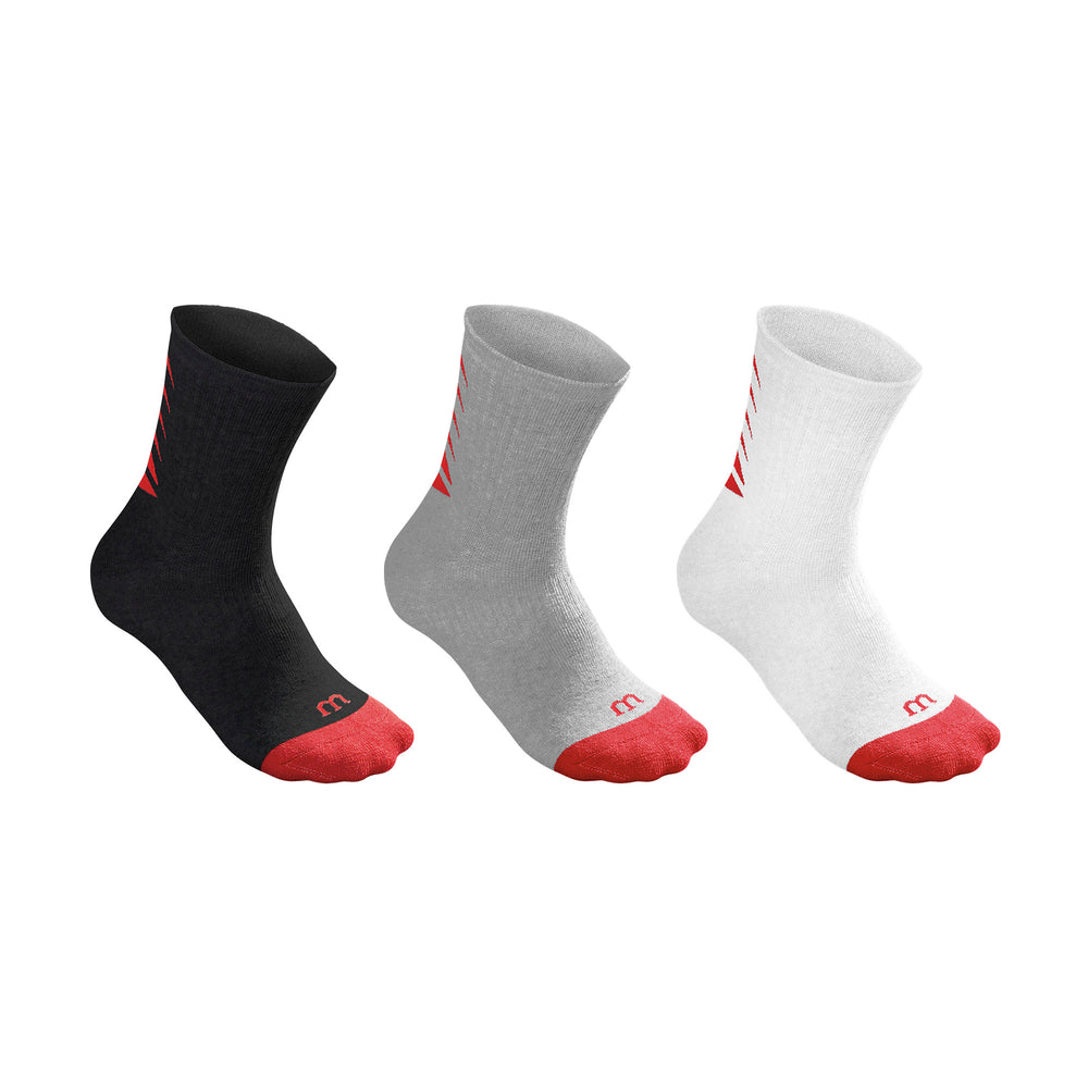YOUTH CORE CREW SOCKS 3PAIR/PACK - WHITE/BLACK/GREY - WilsonME