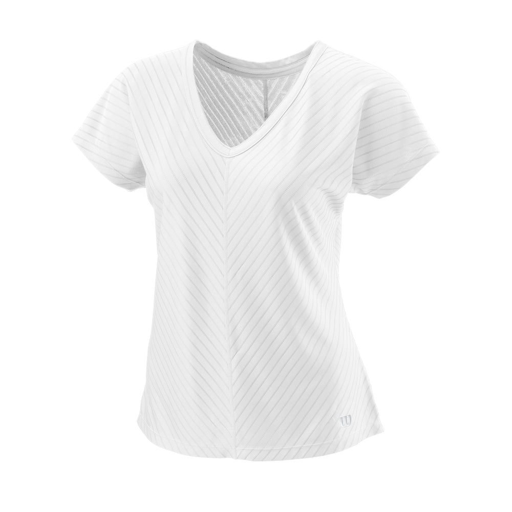 WOMEN'S TENNIS TRAINING V-NECK T-SHIRT II - WHITE - WilsonME
